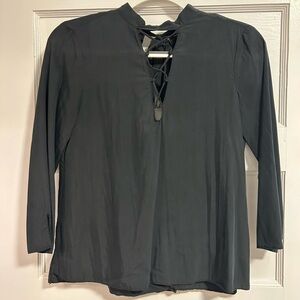 Zara Black Lace-Up Blouse